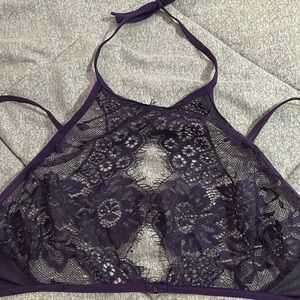 Purple Lace Halter Bra